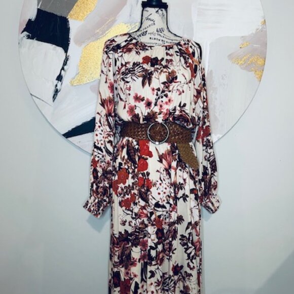 H&M Floral Long Sleeve Midi Dress with Smocking  - Size Medium - Picture 7 of 15